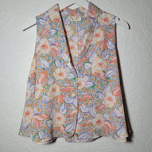Victoria's Secret gold label Button Up Shirt Floral Sleeveless Swing Top Size: M